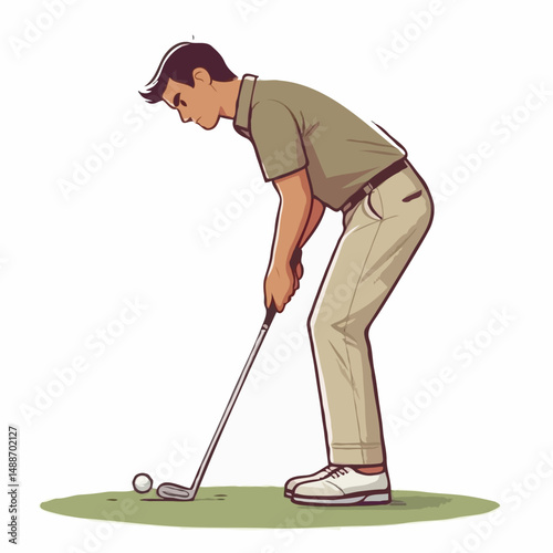 Male golfer preparing to hit ball 