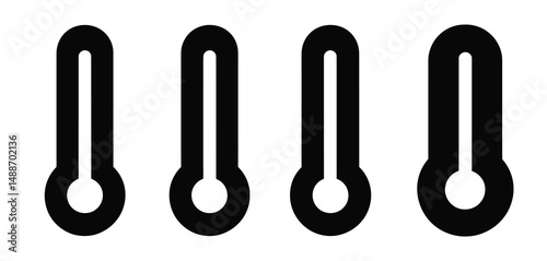 Four Simple Black Thermometer Icons Set
