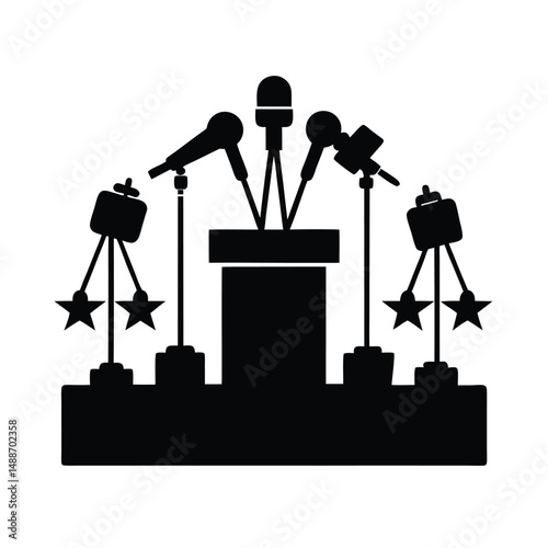Podium Screen Microphone Silhouette
