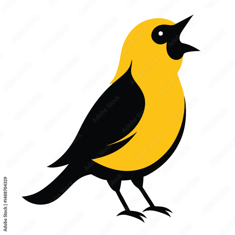 Fototapeta premium canary-bird-singing-silhouette-vector-on-white-bac (1).eps