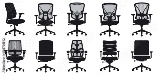 Twelve Ergonomic Office Chair Designs Front and Back Views
