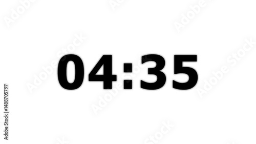 Animation of glowing 5 minute countdown timer .5 minute stopwatch , analog clock icon animation .