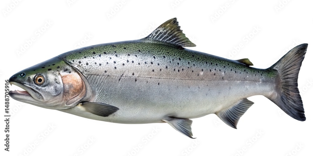 Fototapeta premium Detailed image of a speckled silver trout isolated on a white background