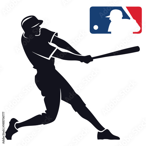 Baseball player silhouette design vector. Baseball swing vector silhouette illustration on a white background