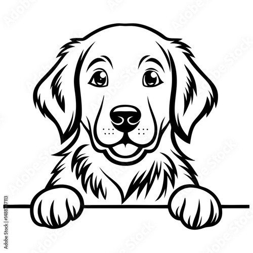 A heartwarming illustration of a Golden Retriever puppy, radiating charm and companionship, depicted in a clean, stylized artistic vector design.