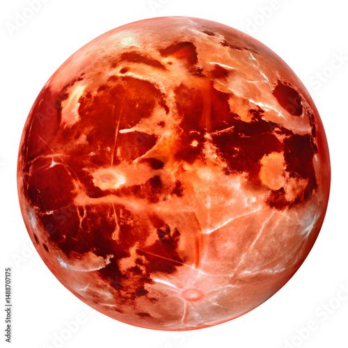 red moon isolated on transparent background