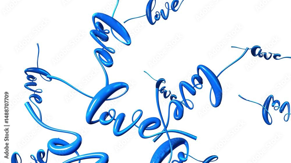 Text Loves in blue.
Loop able abstract 3D animation.