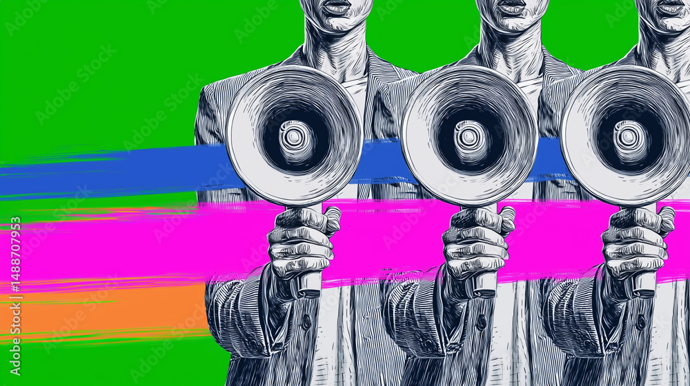 Conceptual illustration of protest and social activism