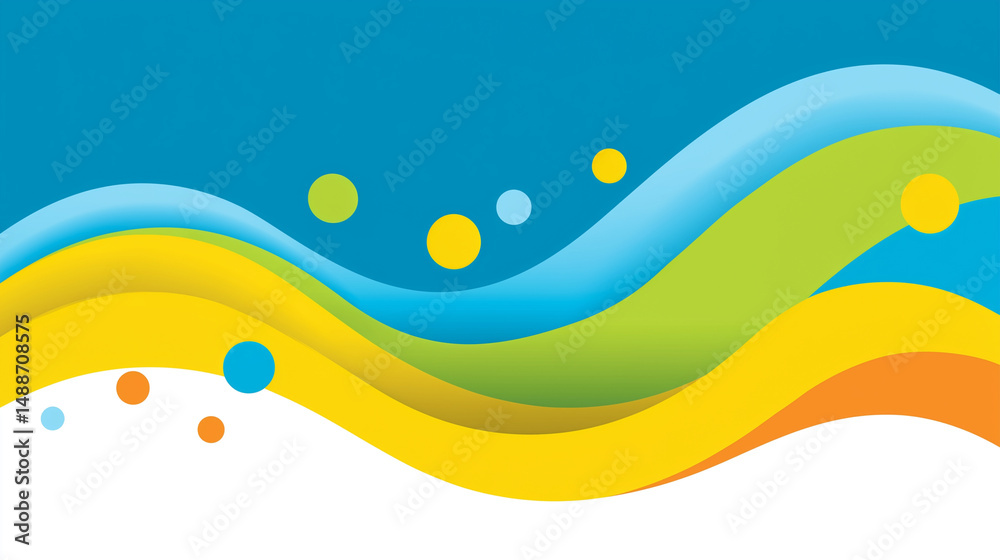Abstract colorful wave background with dots