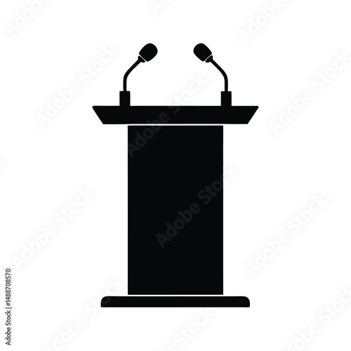 Podium and Debate Stand Silhouette Vectors.
