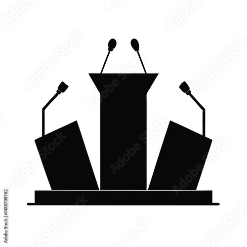 Podium and Debate Stand Silhouette Vectors.
