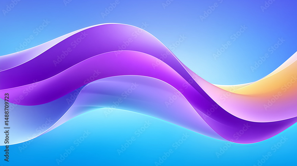Abstract fluid wave pattern with gradient colors on blue background