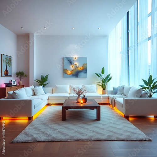 Portraying a contemporary living space imbued with inviting comfort photo