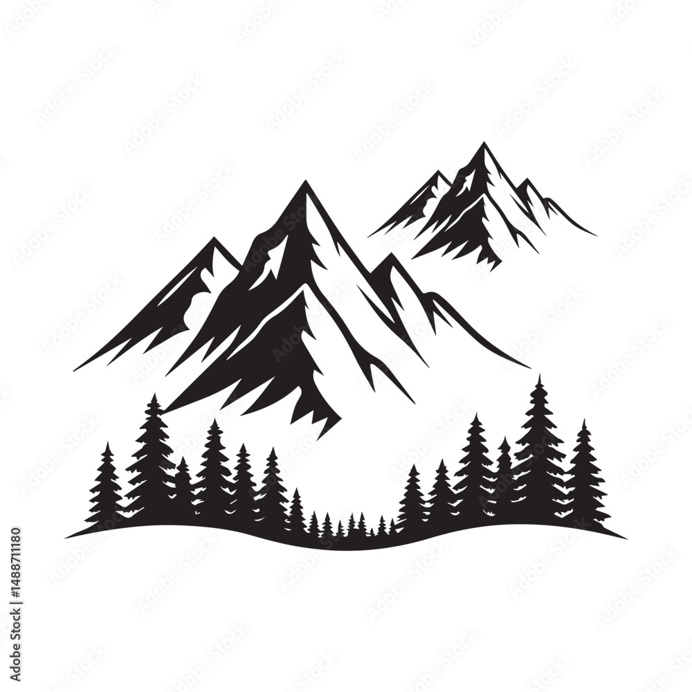 Obraz premium vector illustration of a mountain landscape