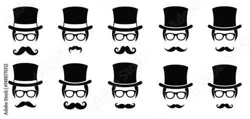 Ten Stylish Gentleman Icons Top Hats Glasses Mustaches