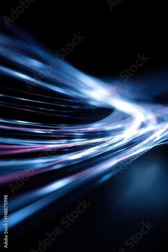 Abstract Light Trails in Motion on a Dark Background for Visuals