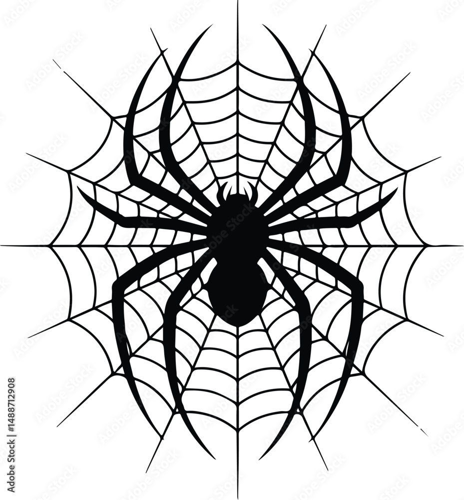 Obraz premium Spider Web Silhouette Set – Halloween Spider Net Vector Collection Creepy Spider Net Icons in Black Silhouette | Happy Halloween Design 