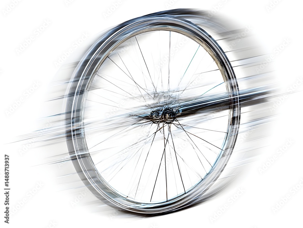 Fototapeta premium Experience Motion Artistry With a Spinning Bicycle Wheel Featuring Visible Spokes Captured From The Front
