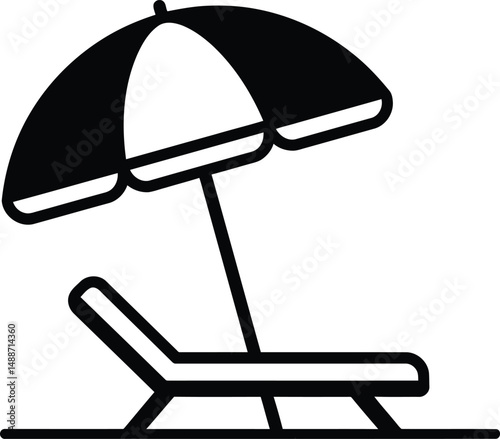 Beach Chair Beach Umbrella Tropical Summer Vacation Relaxation Outdoors Illustration Vector Graphic

