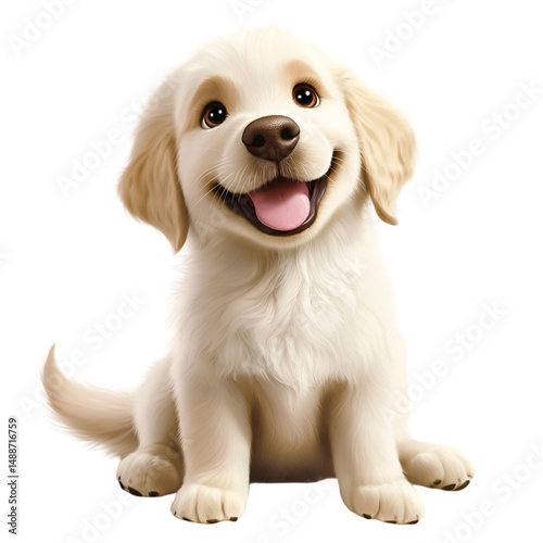 Golden retriever puppy sitting with happy smile cute friendly dog
