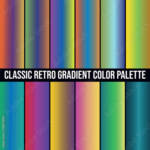Classic Retro gradient color palette, colors, color palette, Vintage color.