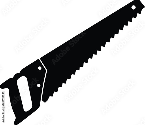 Minimalist Black and White Handsaw Vector Illustration

