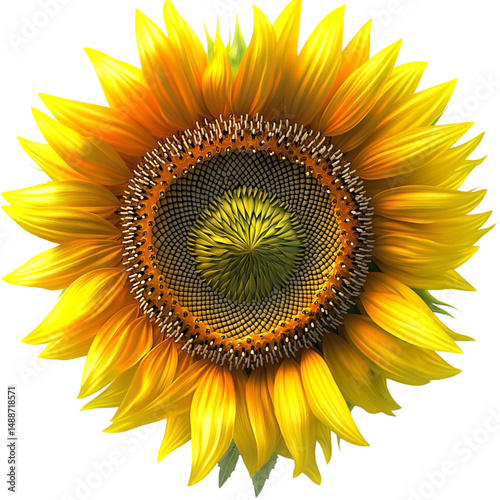 Yellow sunflower with dark center showing bright summer garden flower