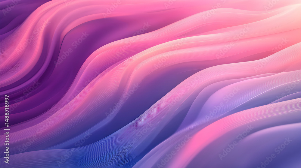 Fototapeta premium Soft Flowing Waves of Colorful Gradients in Purple and Pink Tones