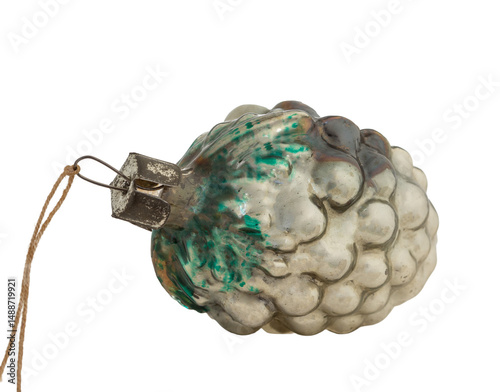 Vintage old Christmas toys on transparent background. Vintage stylized grapes.