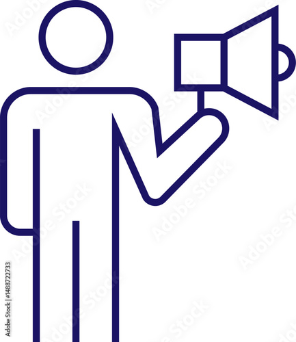 Minimalistic Icon of Person with Loud Speaker for Graphics, Concept, Apps