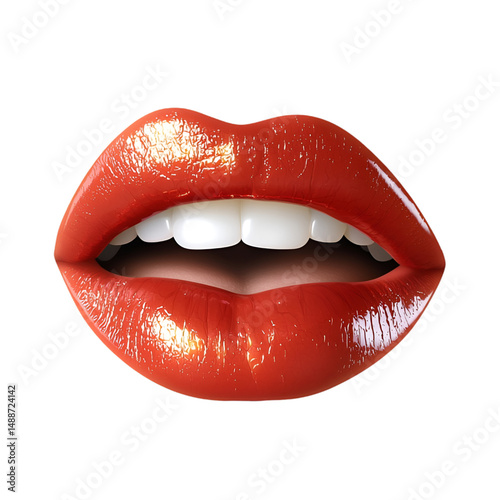 Red lips glossy makeup beauty fashion mouth female cosmetic attractive