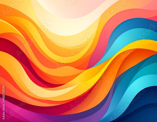 Abstraction géométrique minimale avec formes douces et couleurs éclatantes
