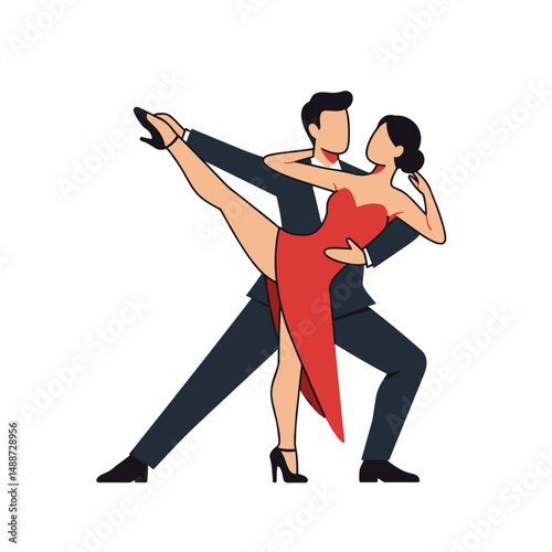 Dancing couple showing passion in elegant pose