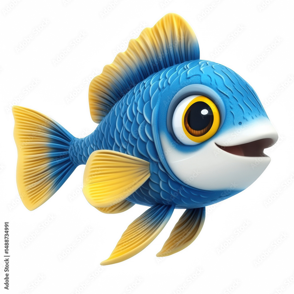 Fototapeta premium Fish clipart, cute, cartoon, icon isolated on transparent background