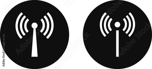 wireless antenna icons set. radio signal communication towers transmitter. receiver wireless signal
