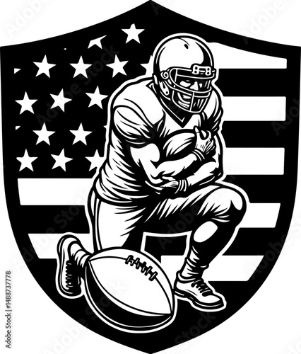 American Football Defensive End Vector Silhouette