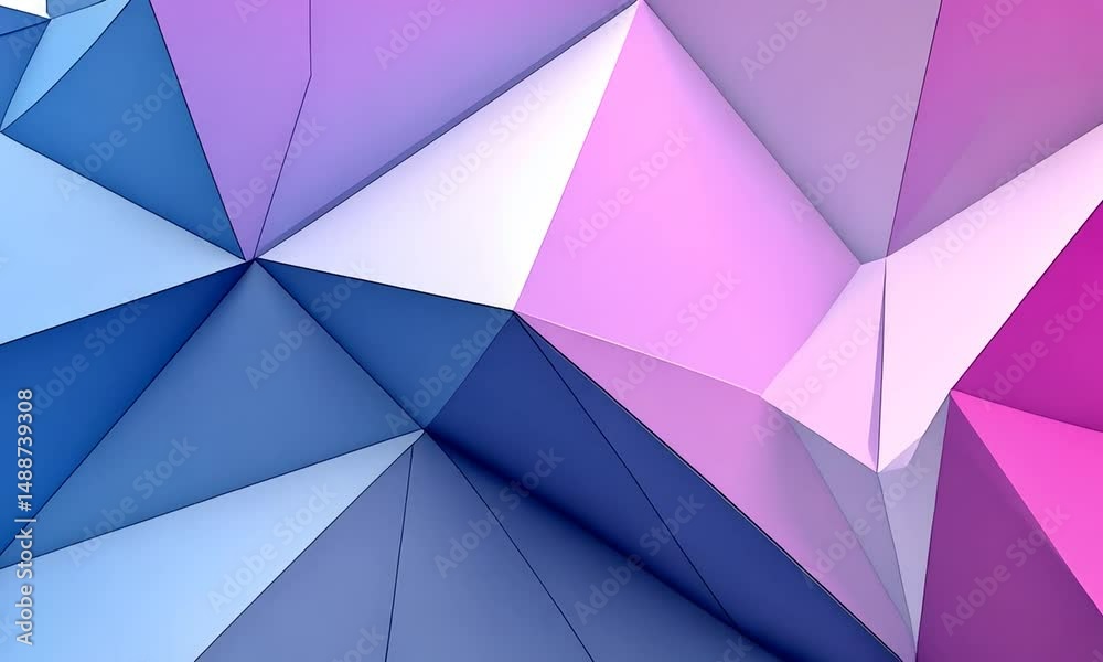 Captivating animation of polygonal shapes in mesmerizing pink and blue tones