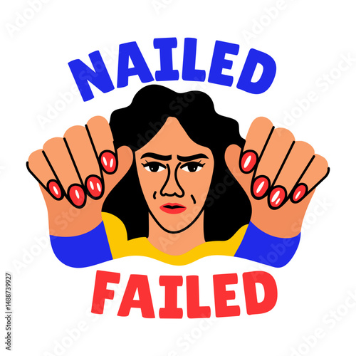 A flat style sticker of nail art 