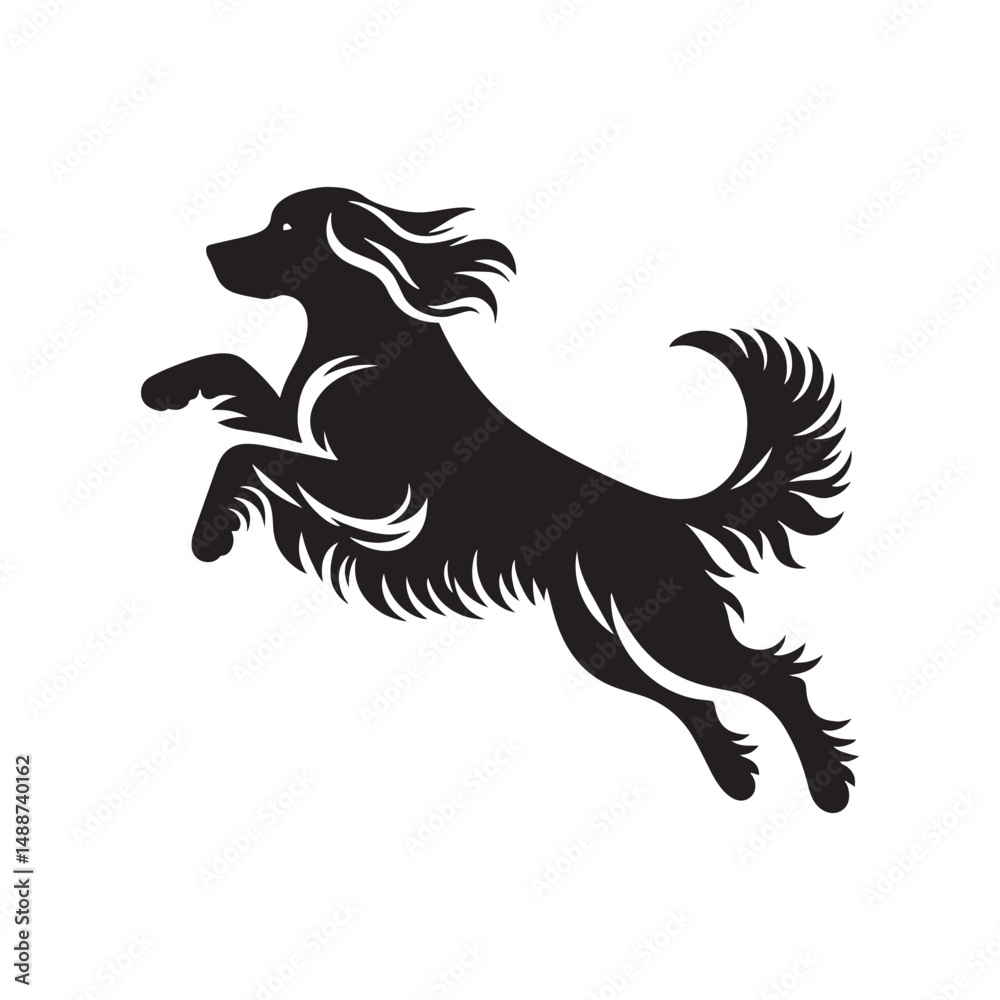 Obraz premium Elegant Irish Setter dog silhouette illustration featuring the graceful stance and flowing coat of this beloved sporting breed, ideal for pet-themed vector art and design projects. 