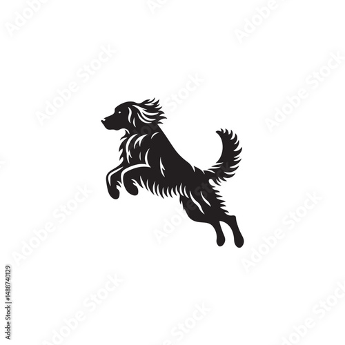 Elegant Irish Setter dog silhouette illustration featuring the graceful stance and flowing coat of this beloved sporting breed, ideal for pet-themed vector art and design projects.
