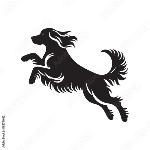 Elegant Irish Setter dog silhouette illustration featuring the graceful stance and flowing coat of this beloved sporting breed, ideal for pet-themed vector art and design projects.
