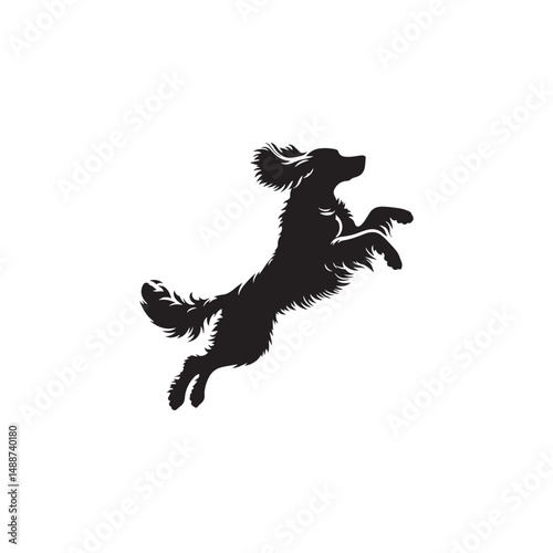 Elegant Irish Setter dog silhouette illustration featuring the graceful stance and flowing coat of this beloved sporting breed, ideal for pet-themed vector art and design projects.
