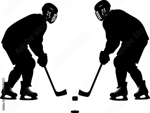 Hockey Face Off Silhouette Vector