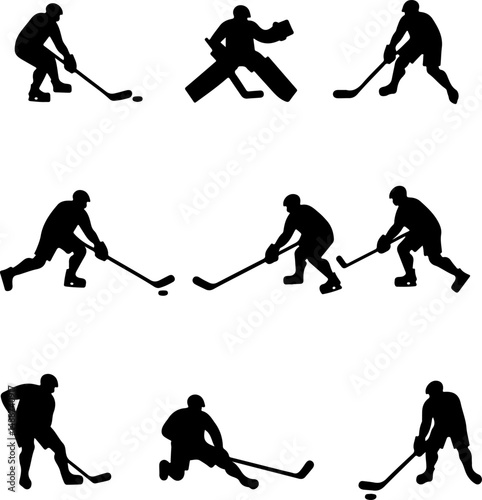 Hockey Face Off Silhouette Vector