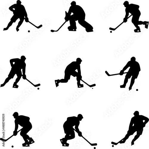 Hockey Face Off Silhouette Vector