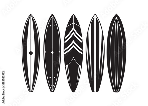 Surfboard Icon Set, Surfboard Silhouette Vector