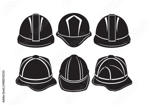 Hard Hat Icon Set, Hard Hat Silhouette Vector