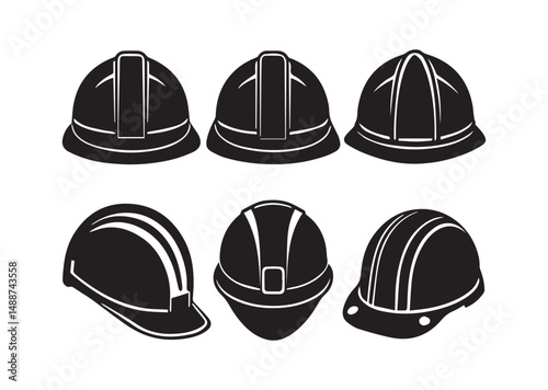 Hard Hat Icon Set, Hard Hat Silhouette Vector