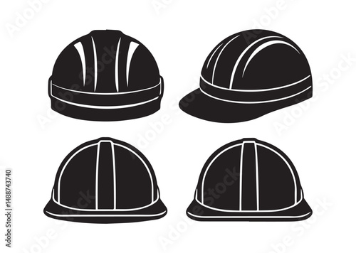 Hard Hat Icon Set, Hard Hat Silhouette Vector
