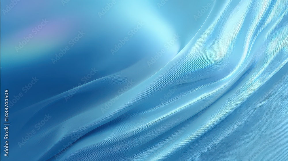 Obraz premium Soft flowing fabric in shades of blue with gentle curves and smooth texture creating a serene and calming visual background for various applications